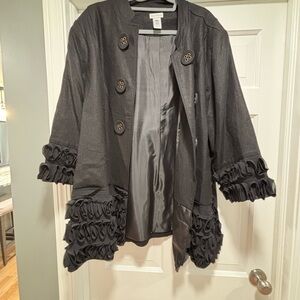 Women's Black Ruffled Jacket